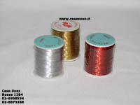 Hilo de bordar dorado, plata y rojo