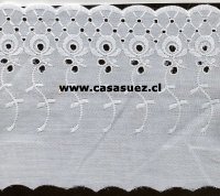 Broderie TB-0075 15.5cms. Ancho Pza: 13.80mts BLANCO-BEIGE